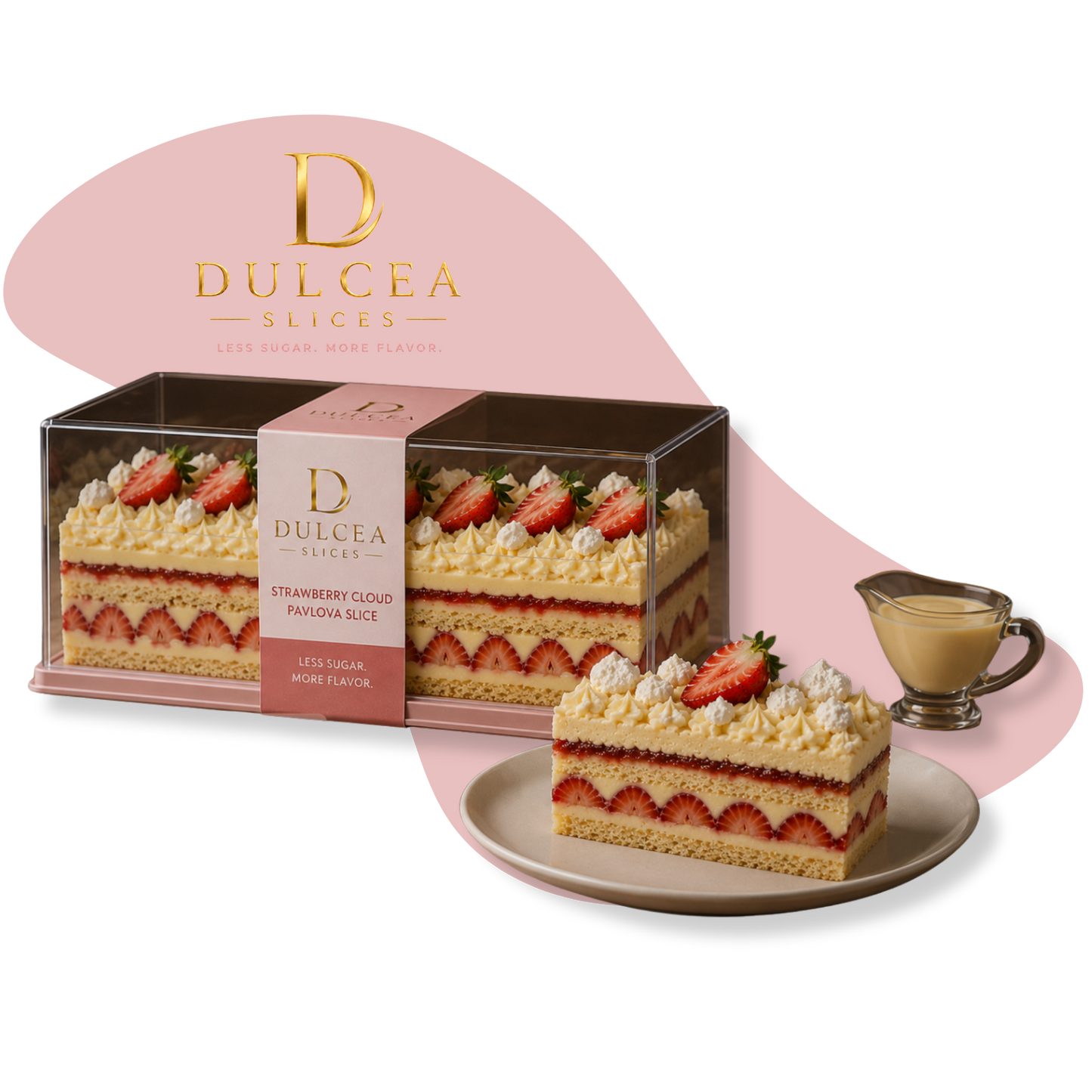 STRAWBERRY CLOUD PAVLOVA SLICE